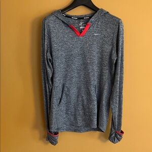 Nike Heather Gray Hoodie with Red Trim